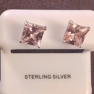 Sterling Silver Pink Stud Earrings
